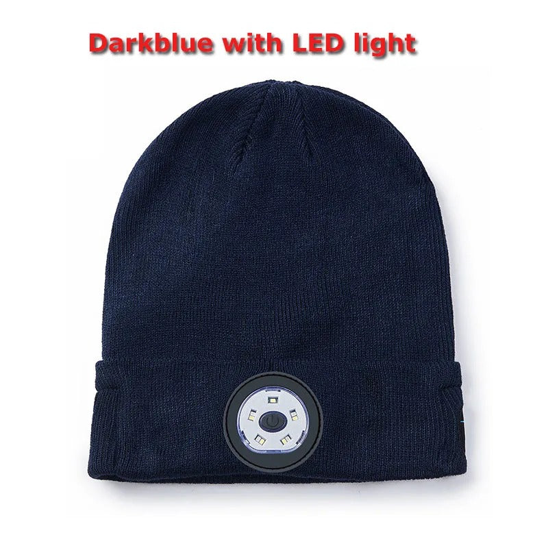 Warm Beanie with Bluetooth and Headtorch