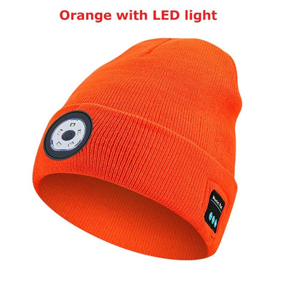Warm Beanie with Bluetooth and Headtorch