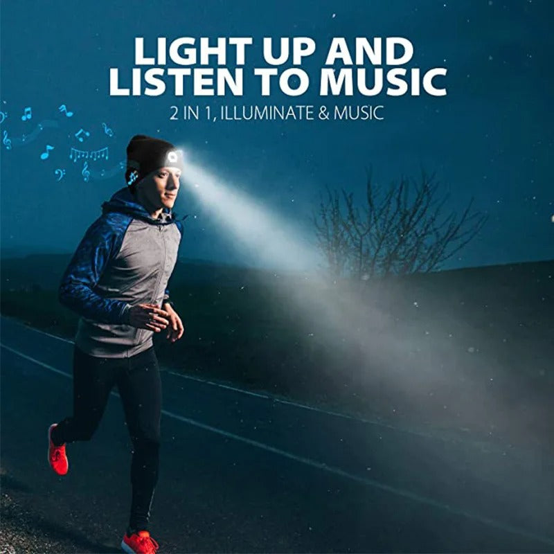 Warm Beanie with Bluetooth and Headtorch