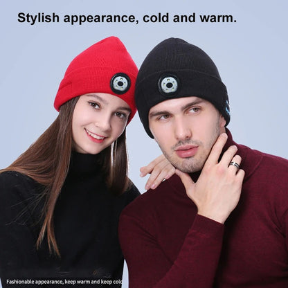 Warm Beanie with Bluetooth and Headtorch