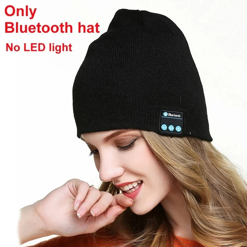 Warm Beanie with Bluetooth and Headtorch