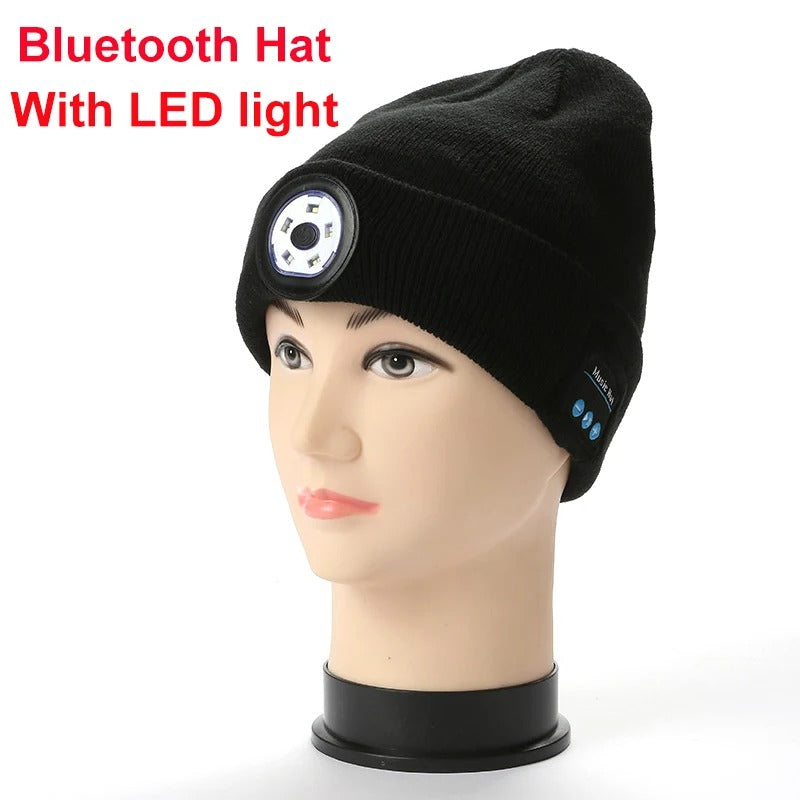 Warm Beanie with Bluetooth and Headtorch